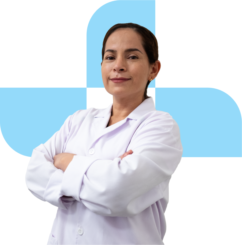 Una médico sonriendo